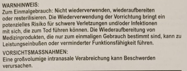 Warnhinweise MAD Nasalzerstäuber